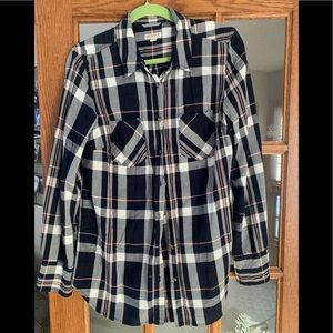 Light weight plaid button down shirt.